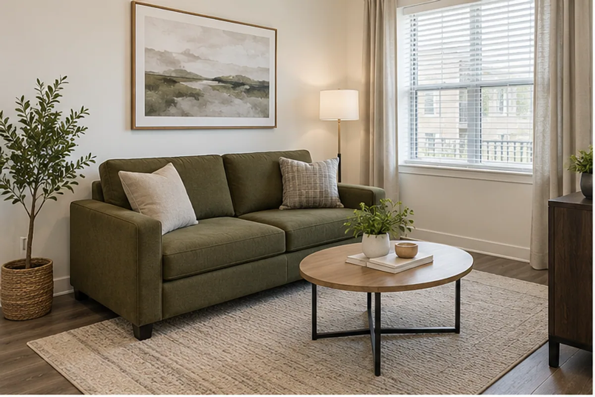 Concept sofa furnishing in a rental apartment